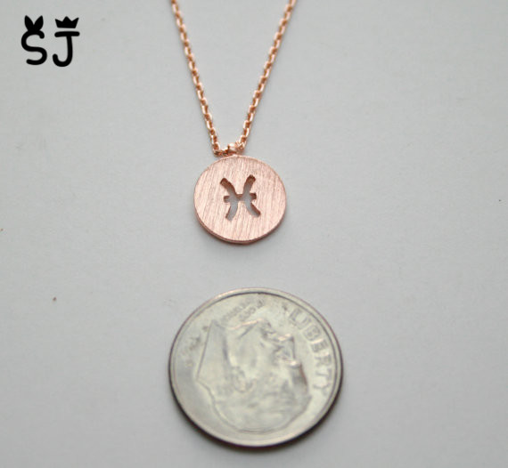 30PCS- N072 Zodiacal Pisces Necklace Zodiac Constellations Necklace Horoscope Astrology Signs Necklace Circle Disc Necklaces Coin Jewelry