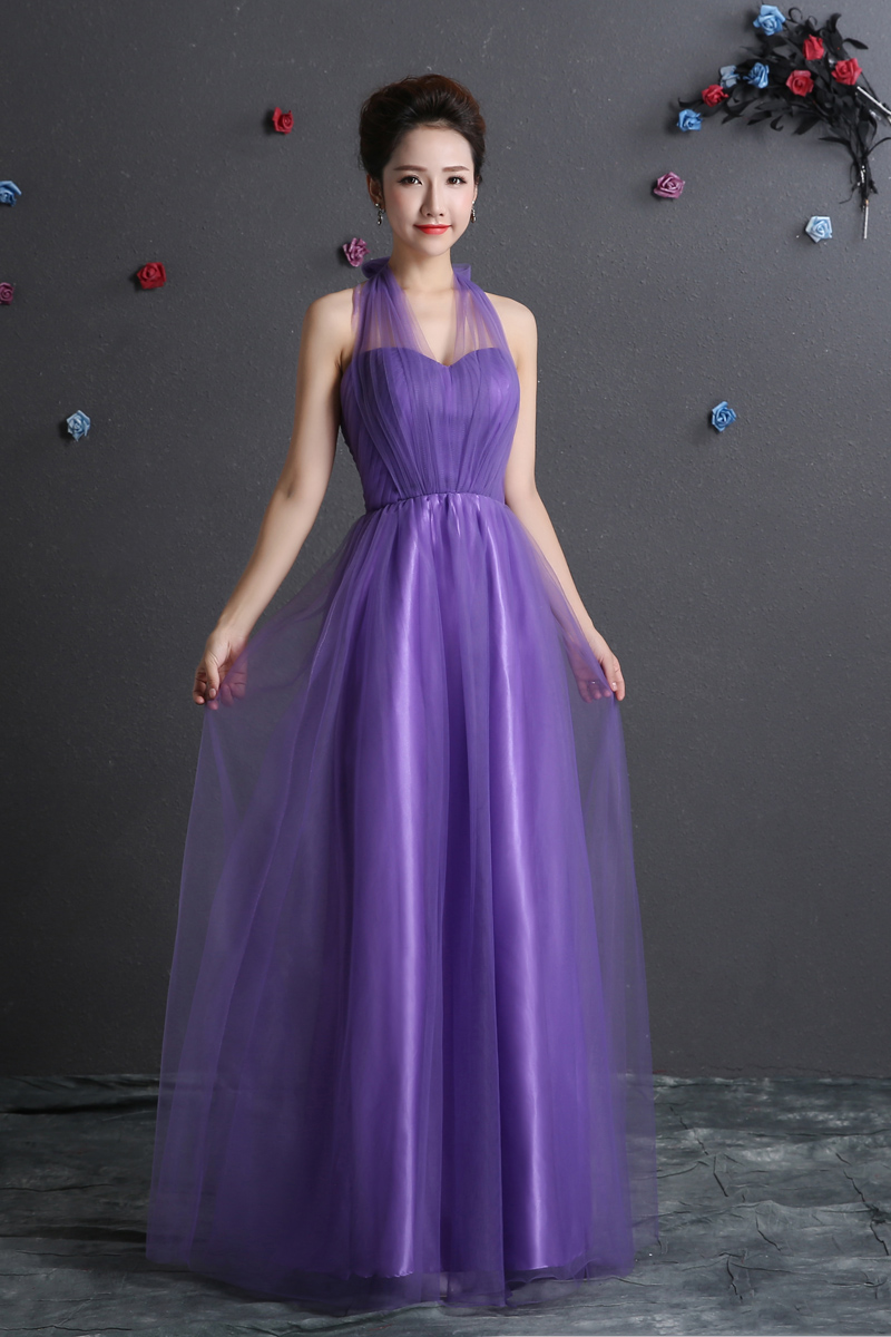 Pleated Long Soft Tulle Convertible Bridesmaid Dress 2016 Lace Up Bridesmaid Gowns Floor Length Party Dress