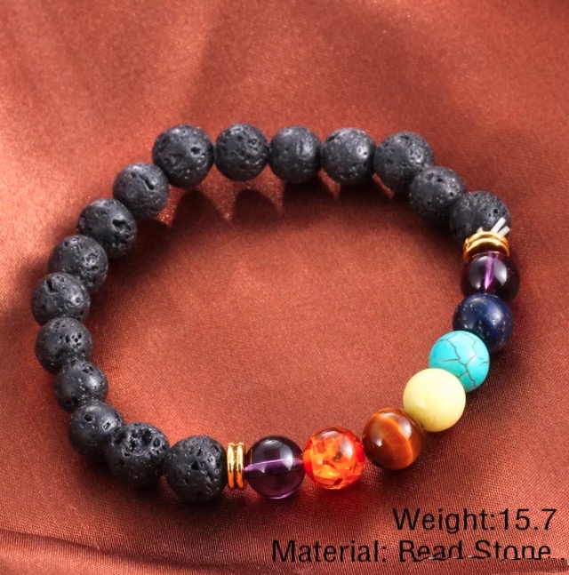 Hot selling Unisex chakra energy Beaded, Strands natural lava stone bracelets 8mm colorful beads bracelets free shipping