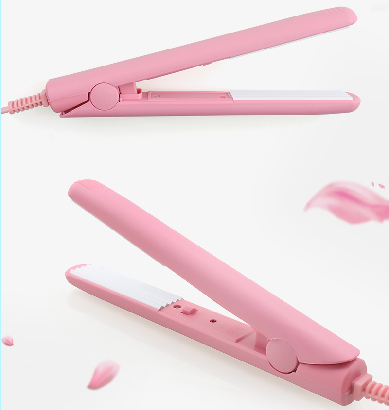 Mini Iron Pink Ceramic Straightening Corrugate Curling Styling Tools Hair Curler With