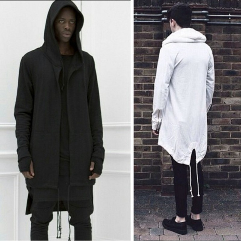 2016 Dark Hooded long sleeve cardigan sweater cloak sling irregular curved jacket men