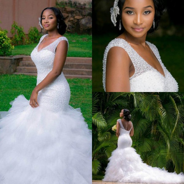 Luxury Mermaid DREAM DRESS WEDDING Shinny Beaded Top Lace-up Back Fit and Flare Ruffles Skirt Wedding Dress Bridal Gowns Long Train, White 
Luxury Mermaid DREAM DRESS WEDDING Shinny Beaded Top Lace-up Back Fit and Flare Ruffles Skirt Wedding Dress Bridal Gowns Long Train, White