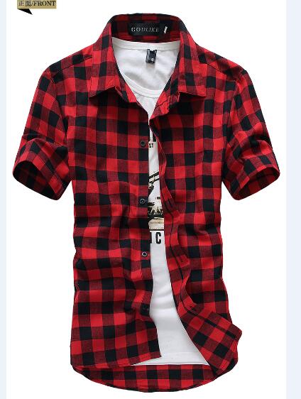 Wholesale-summer classic plaid men's short-sleeved shirts , casual cotton men's shirts ,freeshipping by China Post Air Mail,M-XXXL,