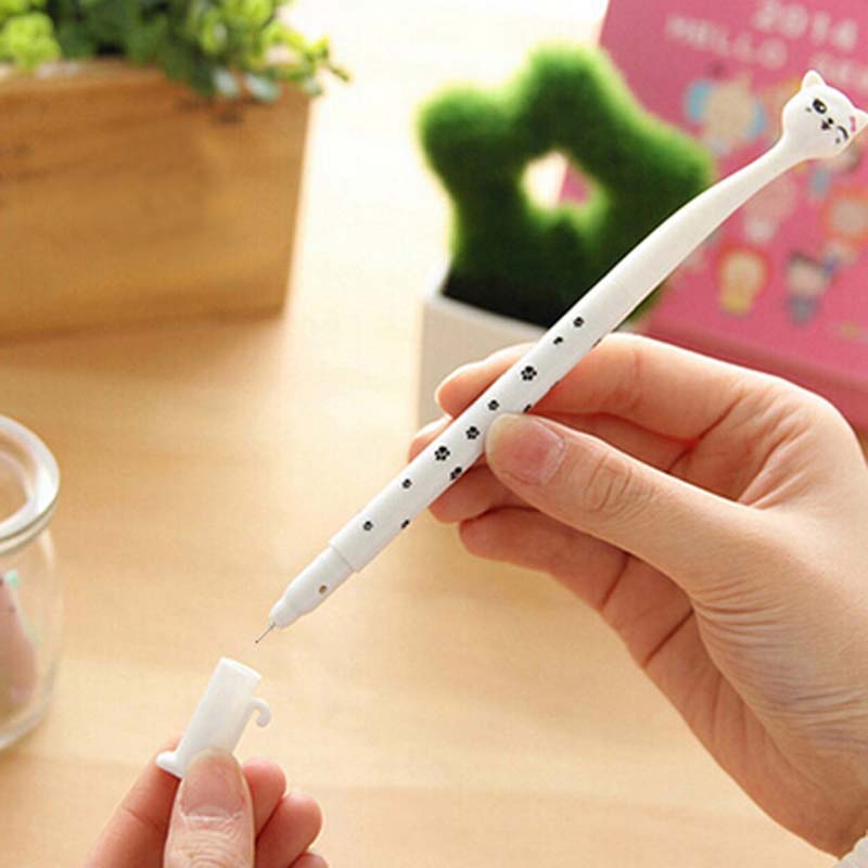 Sell Well 20pcs/lot Cartoon Cat Black Ink Pen Ball Point Pen Gel Pens School Office Supplies Fashion Cute Gift Decorations Pen Papelaria