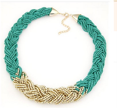 New Arrival Women Golden Rice beads Bib Statement Necklace Lady Jewelry Chokers Necklace For Party Giving Gifts Brand Design Christmas