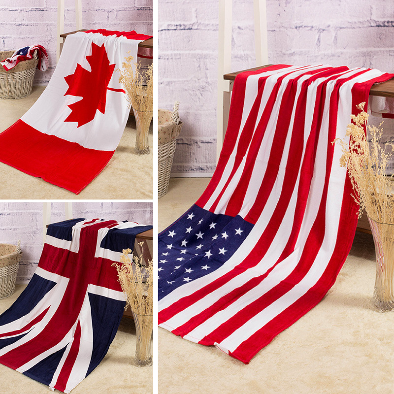 100% cotton beach towel drying washcloth swimwear shower towels USA UK Canada flag dollar design bath towel free shipping от DHgate WW