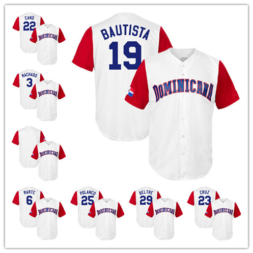 2017 Dominican Baseball World 22 Robinson Cano 19 Jose Bautista 3 Manny Machado 23 Nelson Cruz 6 Marte White Baseball Classic Jerseys Good, Yellow
2017 Dominican Baseball World 22 Robinson Cano 19 Jose Bautista 3 Manny Machado 23 Nelson Cruz 6 Marte White Baseball Classic Jerseys Good, Yellow