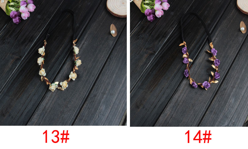 Children Hair Accessories Baby Golden Leaves Flower Headbands Kids Girls Hair Bands Woman Fashion Christmas Wreath Headwear 19Colors