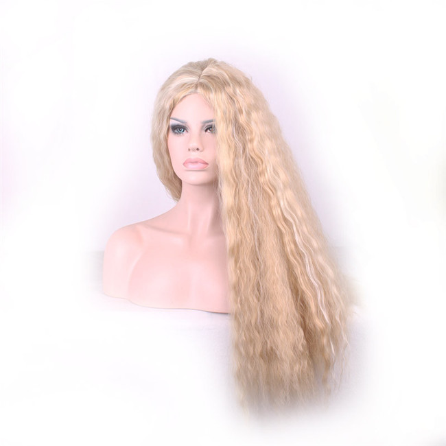 WoodFestival kinky curly wig long blonde synthetic wigs women african american good quality heat resistant fiber hair cosplay 70cm