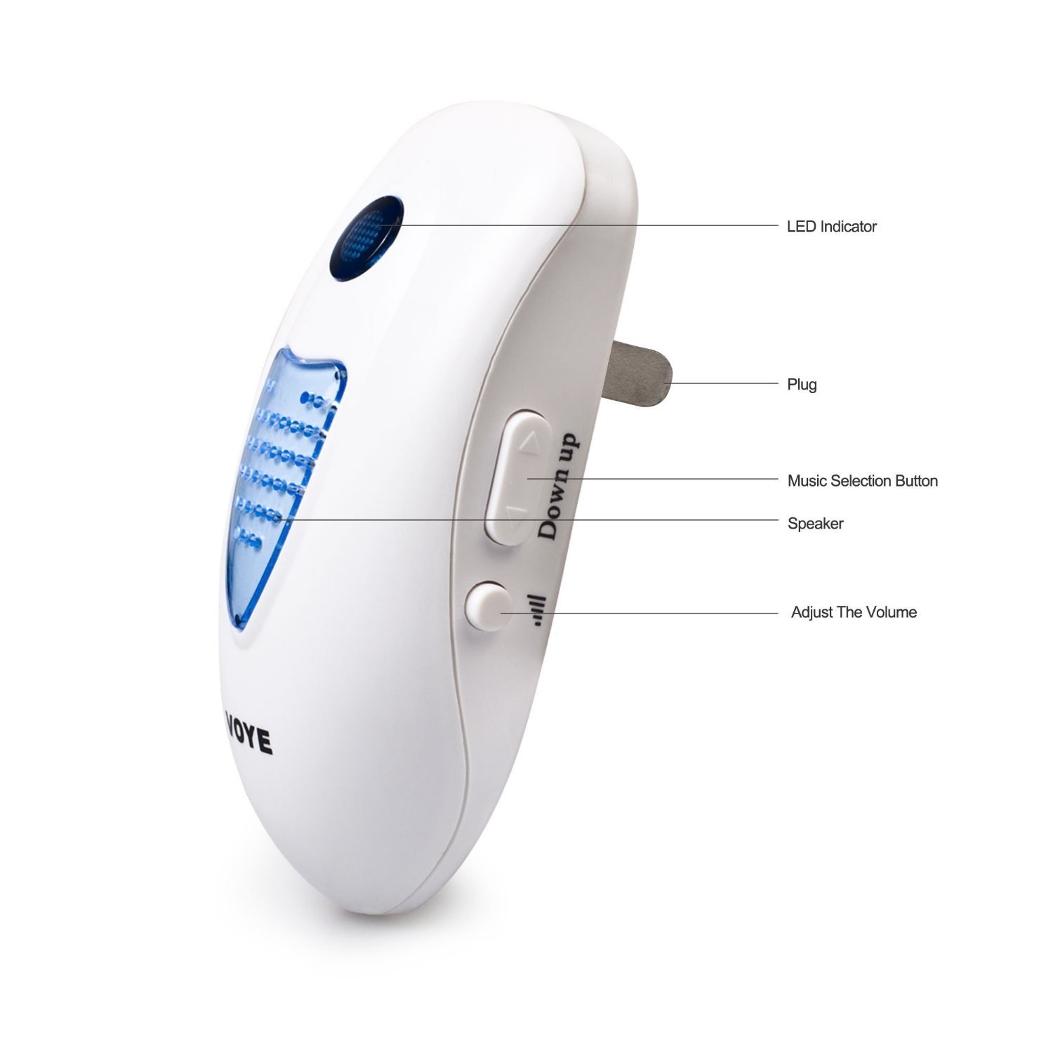 Voye 003A2 2 PlugIn Wireless Digital Doorbell with Battery White