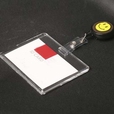 High Quality 5pcs Acrylic Business ID Badge With Retractable Badge Reel Horizontal Style Badge Lanyard School Office Supplies Papelaria