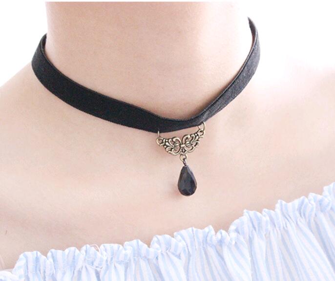 Flower Lace Choker Necklaces for Women Velvet Ribbon Collar Torques Neckband with Pearl Bell Sea star Pendants Chokers Mix Order Fashion Jewelry Whole
