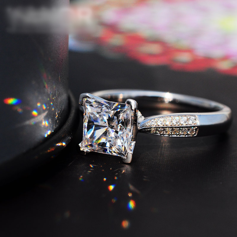 Vecalon 2016 Fashion Jewelry Engagement wedding ring for women 2ct Cz diamond ring 925 Sterling Silver Female Band Finger ring