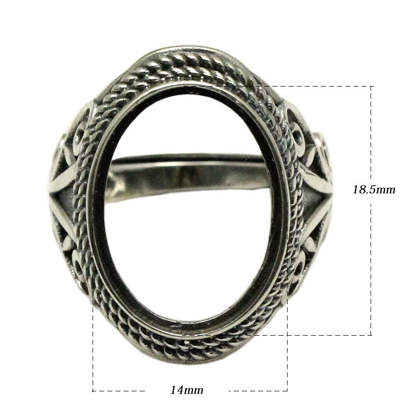 Beadsnice Thailand Silver Rings DIY Ring Setting Antique Style Filigree Ring Base for Oval Stones Sterling Silver Rings wholesale ID 34080