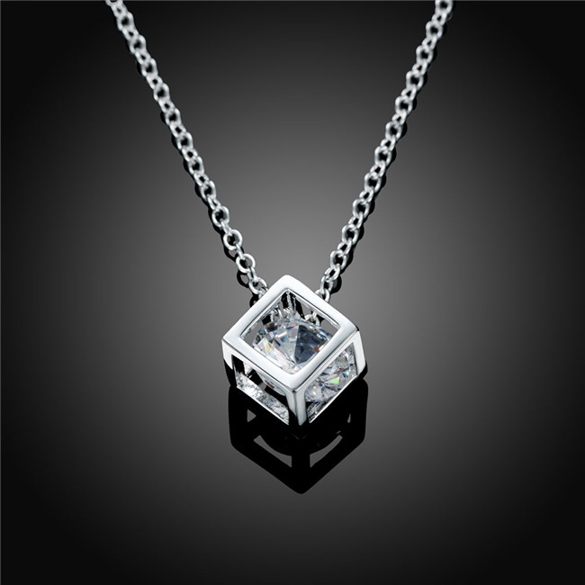 Hot sale women's Three-dimensional Pendant necklace white gemstone sterling silver plated necklace STSN750, fashion 925 silver necklace
