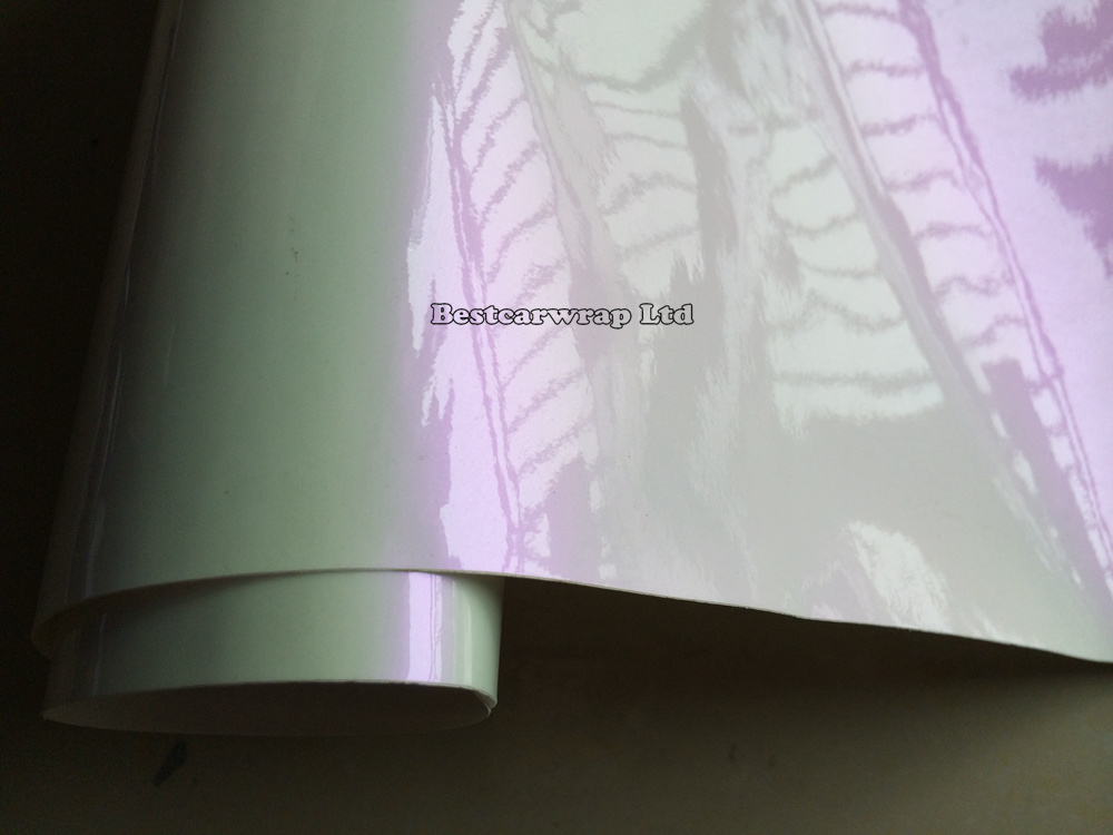 Premium Pearl Gloss White / Purple Pearl Car wrapping Film with Bubble Free For Car Sticker Vinyle Flip - flop foil Size: 1.52*20m/Roll
