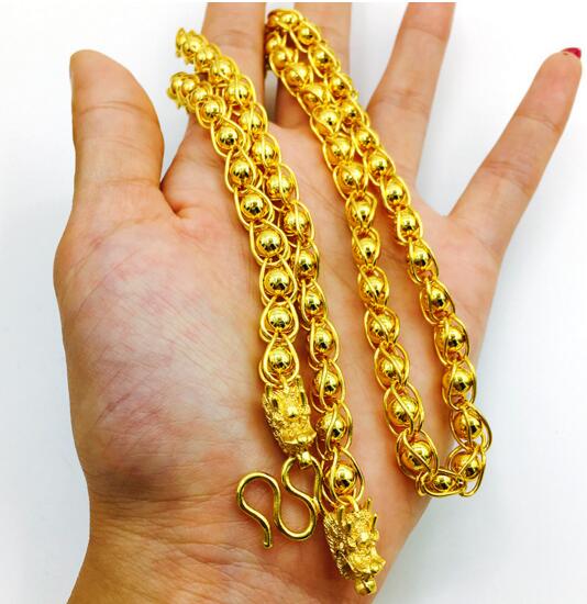 14K gold-plated gold local gold bag beads lead men's necklace domineering