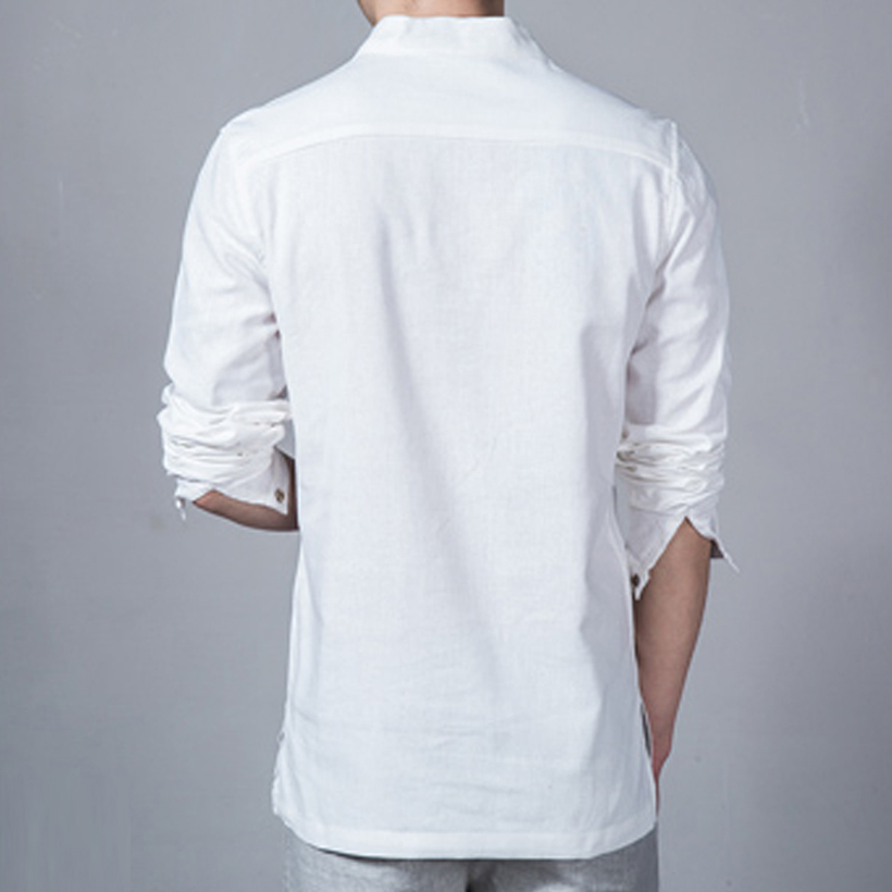 Wholesale-2016 Fashion Long sleeve Men's shirts male casual Linen shirt men DX366 Asian size camisas