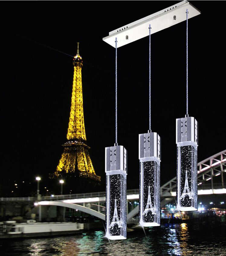 Crystal Bubble Light Eiffel Tower Pendant light Ceiling lamp Bar Dining Room lamparas de techo colgante moderna