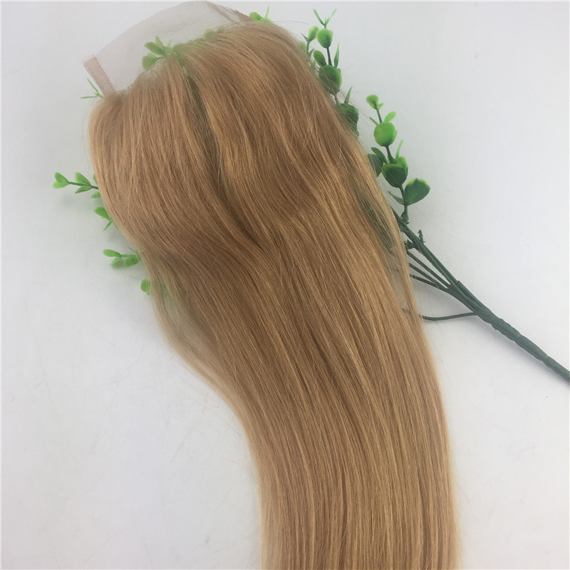 Large Stock Colorful 27 Straight Lace Closure Blonde Brazilian Virgin Human Hair 4x4 Frontal Closure Wholesale 8 Inch To 20 Inch