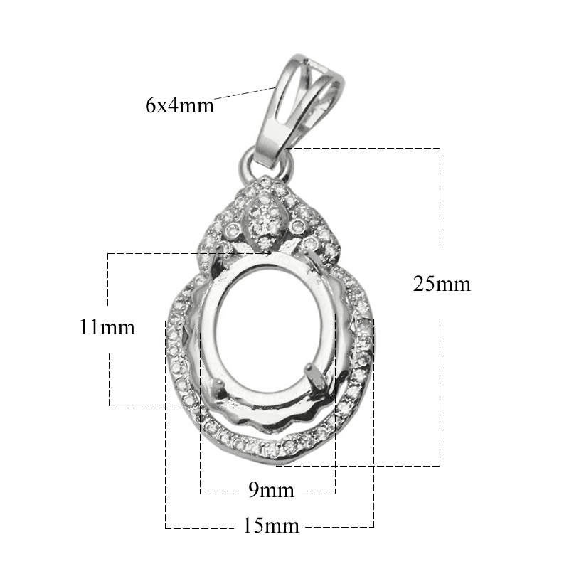 Beadsnice Sterling Silver Casting Setting for faceted 9x11mm Oval Cut Gemstone Vintage Style Pendant Setting Necklace Making ID 34054
