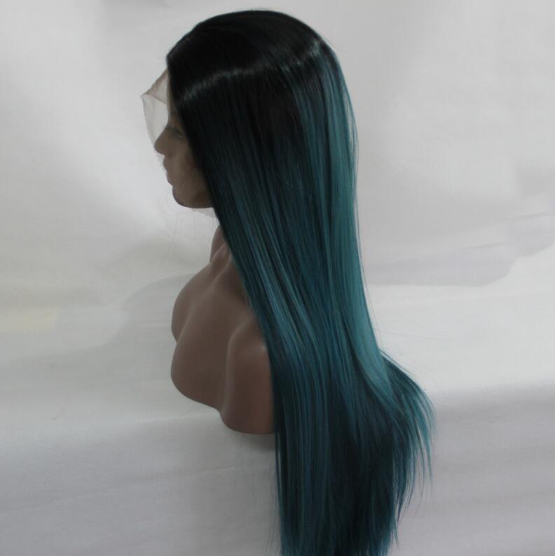 Fashion synthetic Ombre dark green wigs style synthetic lace front wigs womens frontal Lace wigs