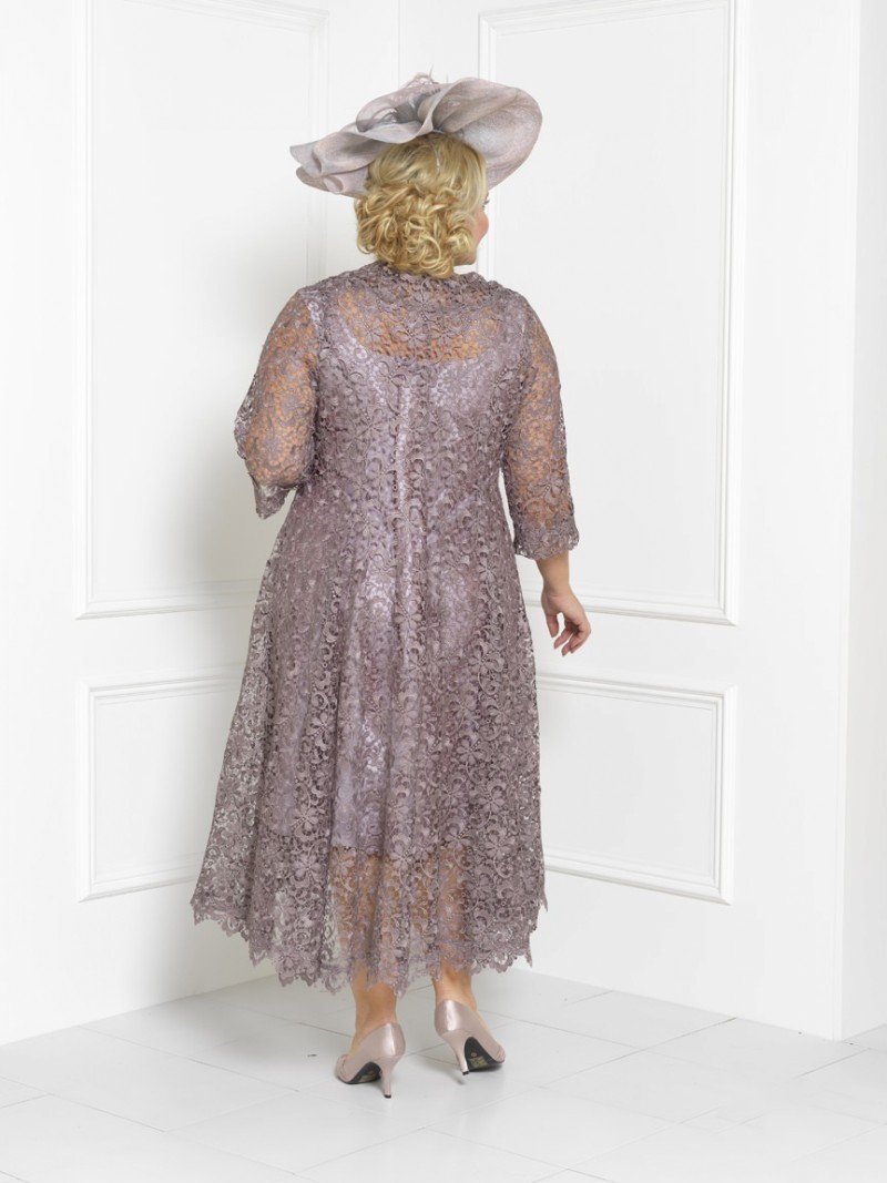 Plus Size Mother Of The Bride Dresses Sleeves Tea Length Scoop Neck Wedding Guest Dress Custom Mothers Groom Gown With Long Lace Jacket