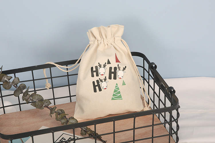 DHL FREE 2017 Christmas Canvas Santa Claus Drawstring Bag Christmas Gifts Sack Bags Candies Jewelry Holders 100pcs