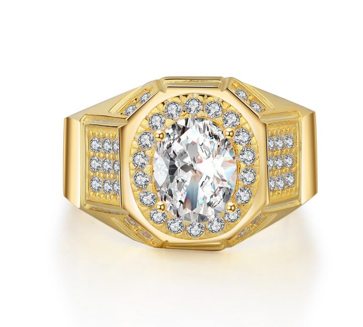 2017 New Arrival Luxury Jewelry 925 Sterling Silver Ovial Pave White Topaz Gemstones CZ Diammon Men Ring for Lover'S Gift Size 8-13