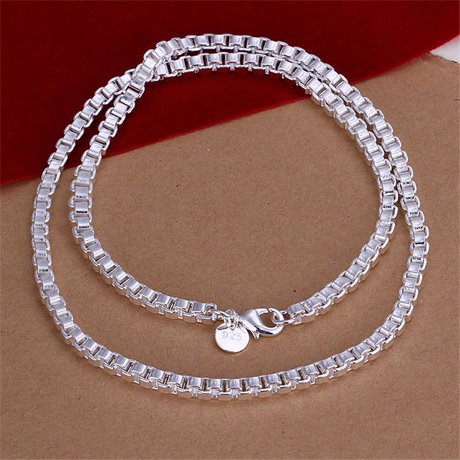 4MM box chain Aberdeen 925 sterling silver jewelry sets LS-09.man style 925 silver plated neckace bracelet set.support Wholesale, retail,