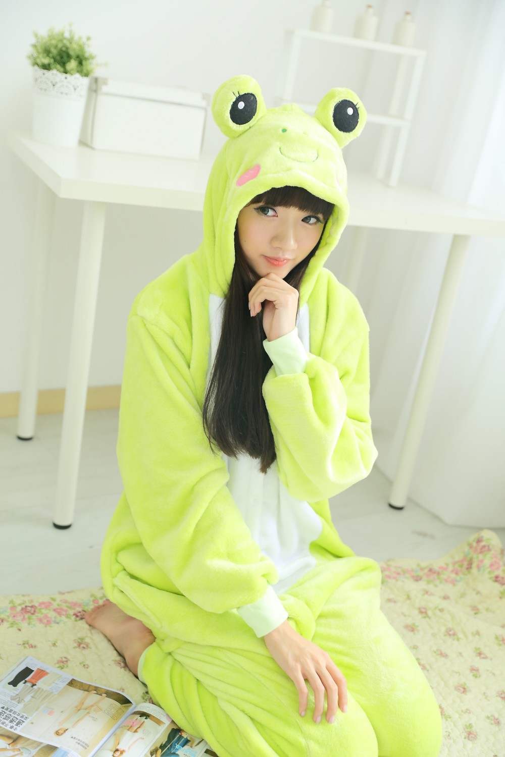 Unisex Men Women lady clothes Adult Pajamas Cosplay Costume Animal Onesie Sleepwear Cartoon animals Cosplay CUTE Frog sleepsuit 7785154