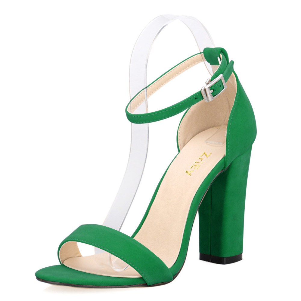 Newest Women Pumps Open Toe Sexy Ankle Straps High Heels Shoes Summer Ladies Bridal Suede Thick Heel Pumps