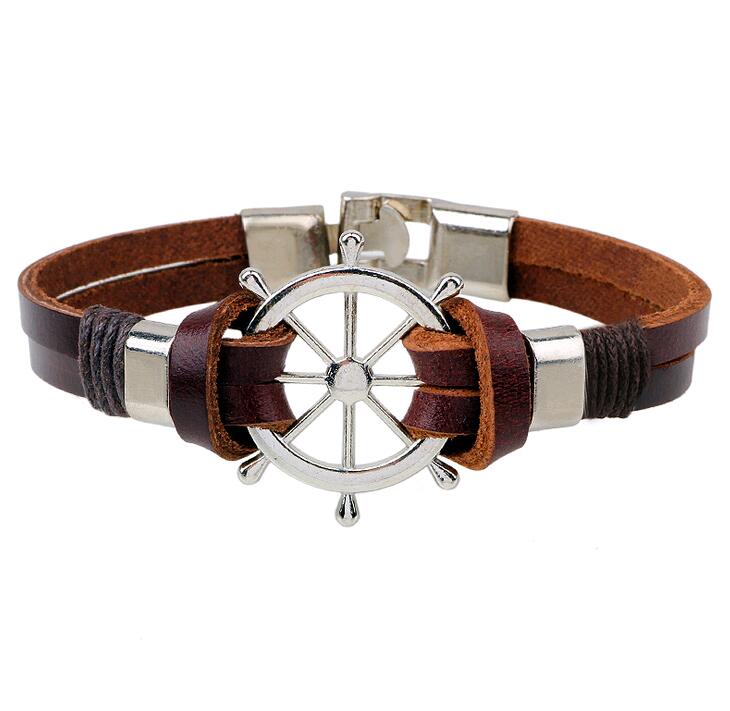 Leather Cords Charm Wrap Bracelets for Men Retro Hipe Rudder Anchor Cowhide Rope Hand Made Weave Bracelet Male Bangles Wholesale
Leather Cords Charm Wrap Bracelets for Men Retro Hipe Rudder Anchor Cowhide Rope Hand Made Weave Bracelet Male Bangles Wholesale