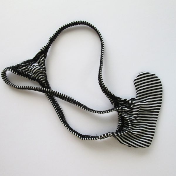 Mens Rocket Thong Bulge Low Rise string cotton poly spandex g495C narrow stripes poly cotton stripes