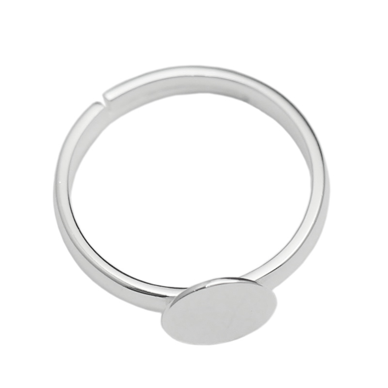 925 Sterling Silver Ring Blank with Silver Ring Base with 8mm / 12mm Glue Pad on Adjustable Ring for DIY ID16697