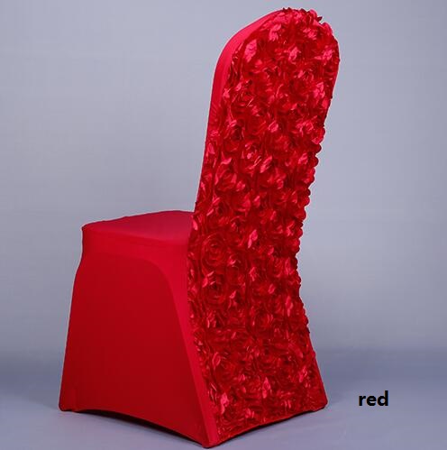 Rosette Spandex Banquet Chair Cover With Satin Rosette Back For Wedding Party Hotel Decoration Rosette Flower Back