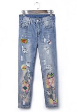 High Quality Special Printing Women Jeans Pants Flowers Printing Ripped Patchwork Pencil Pants Trousers High Quality Denim for Women's, No.1
High Quality Special Printing Women Jeans Pants Flowers Printing Ripped Patchwork Pencil Pants Trousers High Quality Denim for Women's, No.1