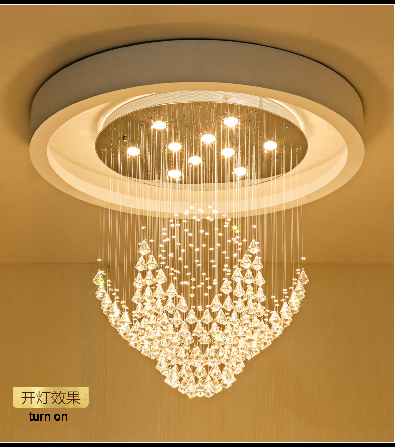 K9 Crystal Chandeliers LED Lamp Modern Chandelier Lights Fixture Home Indoor Lighting Hotel Hall Lobby Stair Round Long Crystal Drop Light