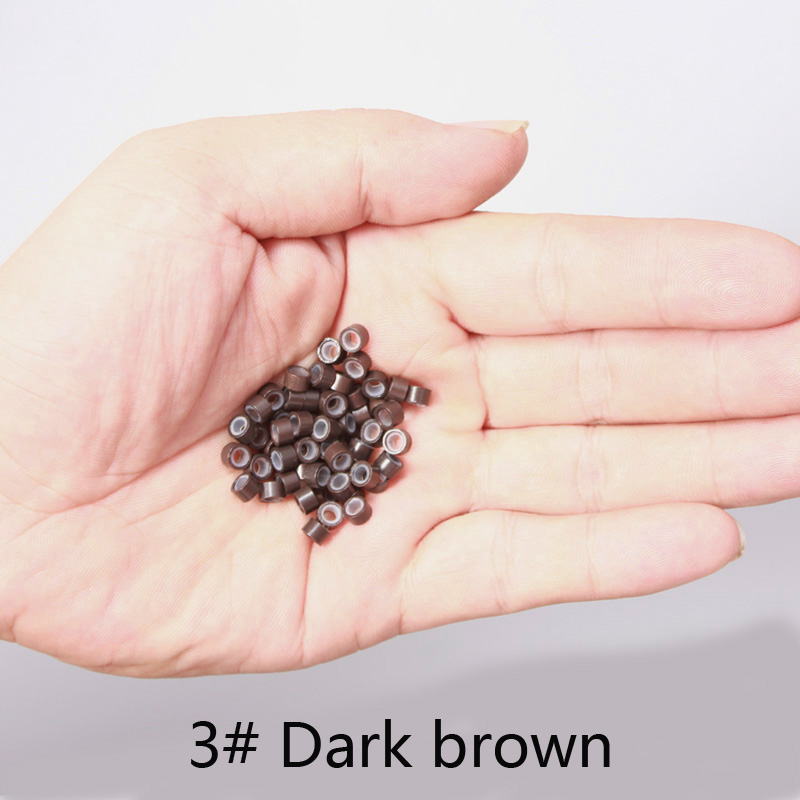 1000pcs 3430 6mm 35mm flare Euro Lock copper tubes Micro Rings links beads for stick I tip hair extensions 3 dark brown2252629