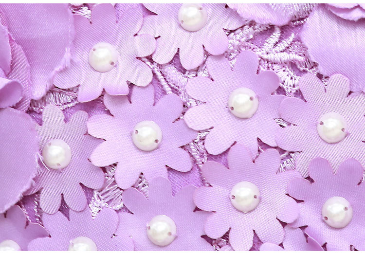 Violet Tulle Lace Flower Girl Wedding Dress Ankle Length Appliques Bead Kids Party Prom Dresses First Communion Dresses