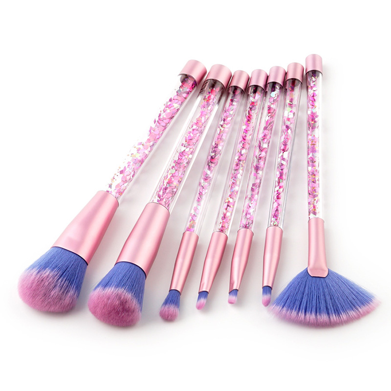 Professional Makeup Brushes 7pcs/set Glitter Crystal Handle Quicksand Make Up Eyeshadow Foundation Powder Beauty Tools Cosmetic Brush Kits