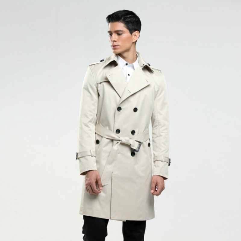 Men's trench coat size custom-tailor England double-breasted long slim business casual jacket, Navy
Men's trench coat size custom-tailor England double-breasted long slim business casual jacket, Navy