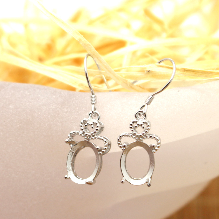 7X9mm Oval Semi Mount Art Deco 925 Sterling Silver Fashion Chandelier Earrings Fine Silver Women Earrings