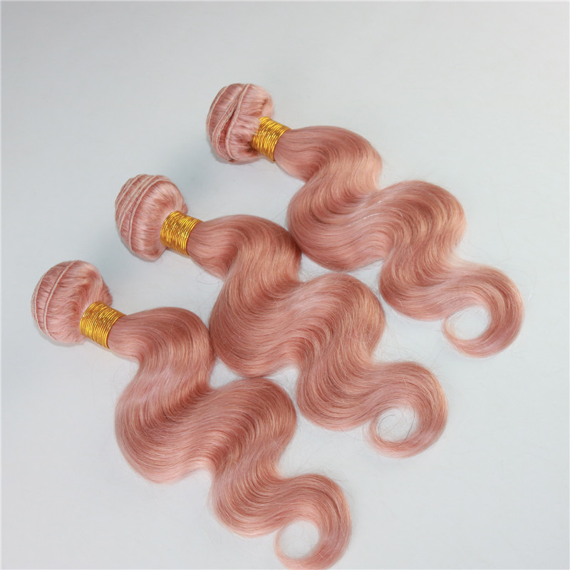 Baby Pink Human Hair Bundles 100% Unprocessed Remy Hair Weave 8A Grade Virgin Hair Extensions Body Wave Double Weft Weaving 100g