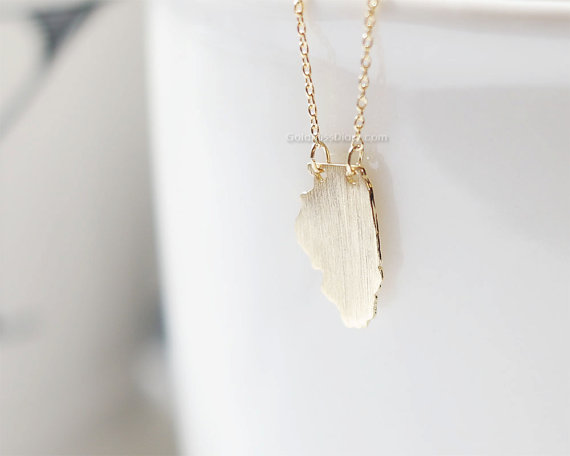 30PCS Outline Illinois State Necklaces IL State Map Necklaces America USA State Map Chicago Necklaces for Hometown Souvenir Gifts