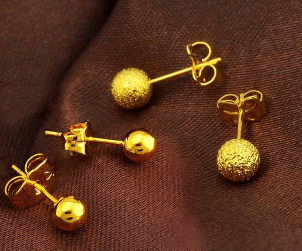 whole fine 24k gold plated slippy bead transfer stud earring womenDangle stud earring earrings bride earring Women shippi314e92889