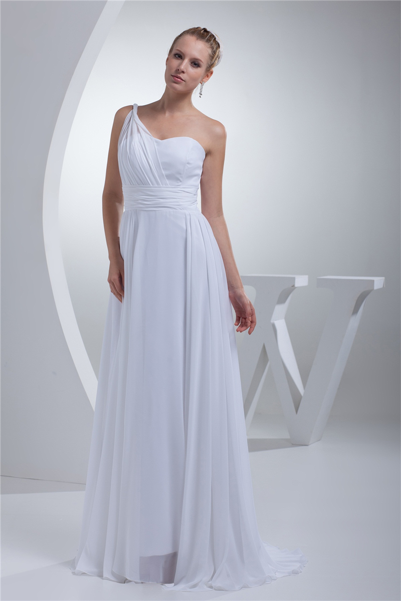 newest elegant real photo one shoulder chiffon wedding dresses aline bow plus size wedding party bridal gowns bm39
