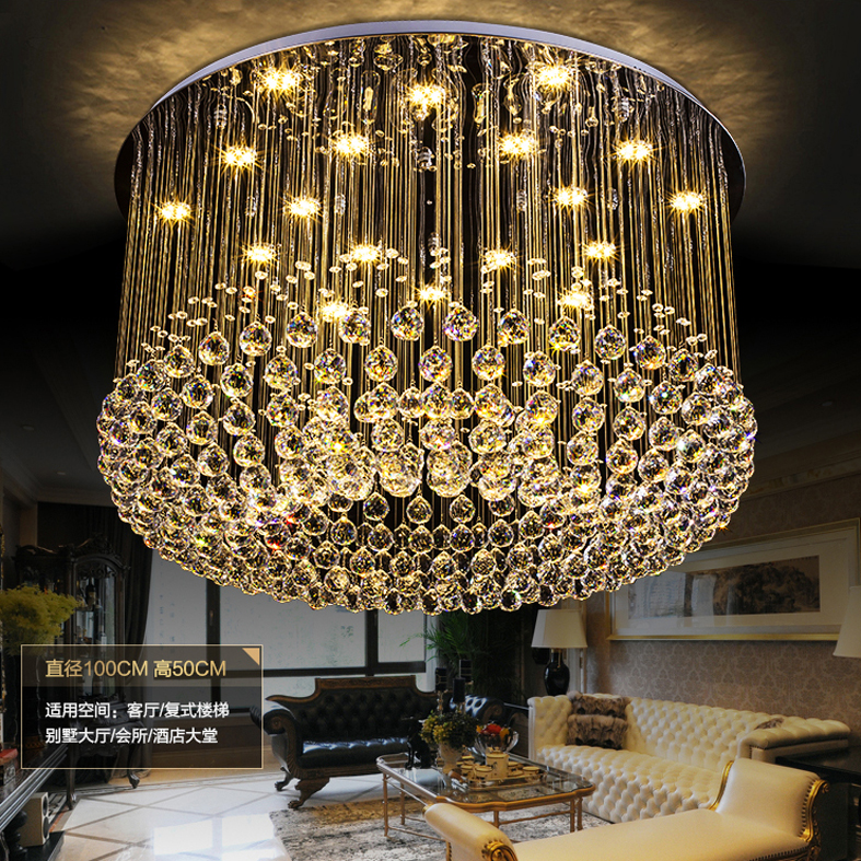 LED Crystal Chandeliers American Luxurious Chandelier Lights Fixture 3 Light Colors Dimming Hanging Pendant Lamps Hotel Home Indoor Lighting