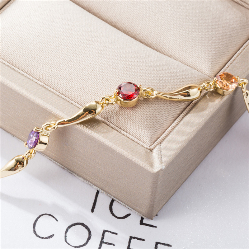 18K Yellow Gold Plated CZ Little Waterdrop Foot Chains Anklets Link For Girls Women For Wedding P