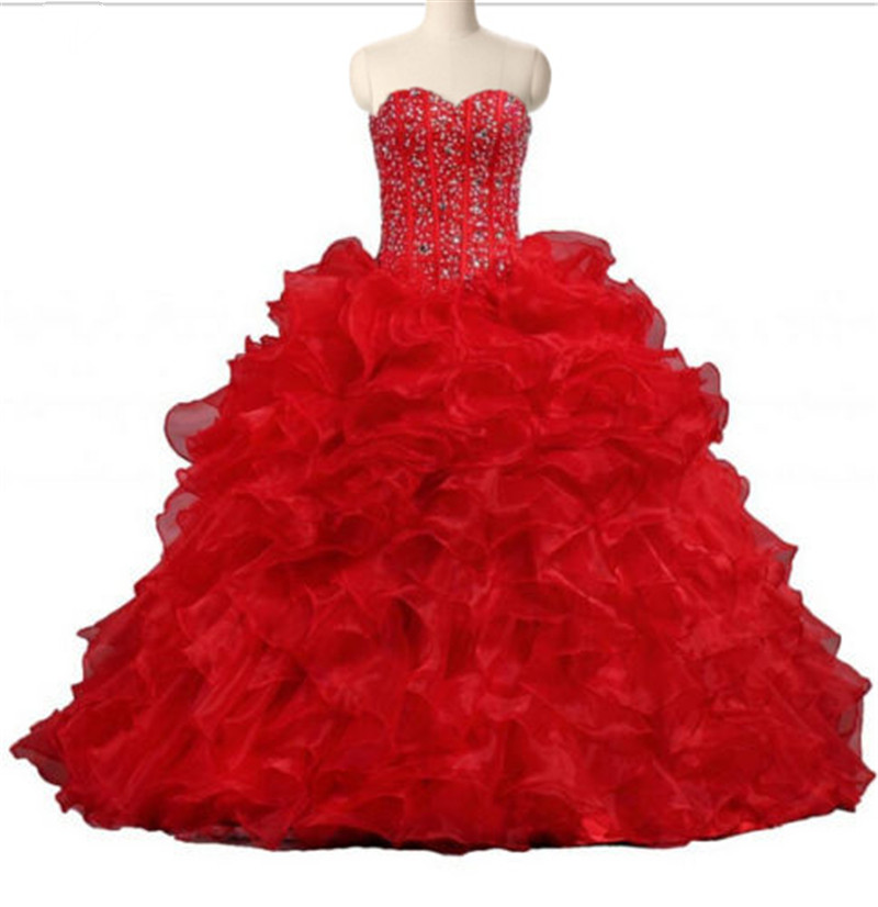 2017 Fashion Crystal Ball Gown Quinceanera Dresses with Sequined Beading Organza Plus Size Sweet 16 Dresses Vestido Debutante Gowns BQ32